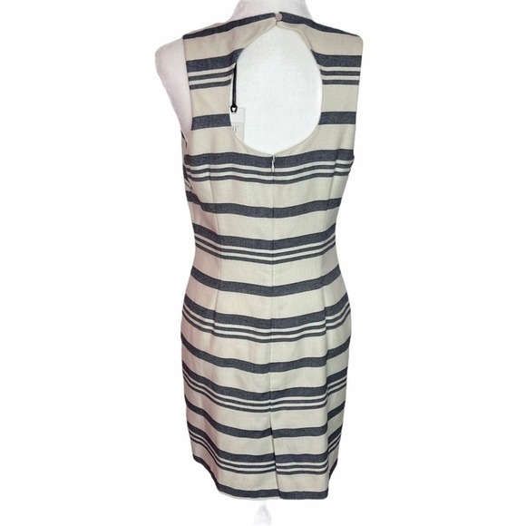 Cupcakes and Cashmere Sheath Dress 10 Ivory Navy Striped Sleeveless Back Cut Out - Picture 6 of 14